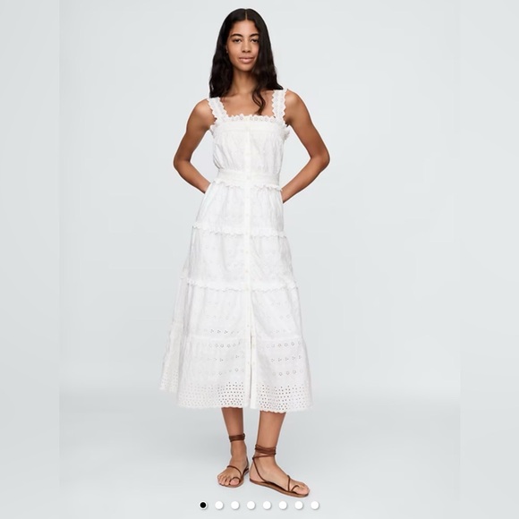 Gap x DOEN Dresses & Skirts - Doen Gap White Eyelet Midi Dress with Tiered Skirt